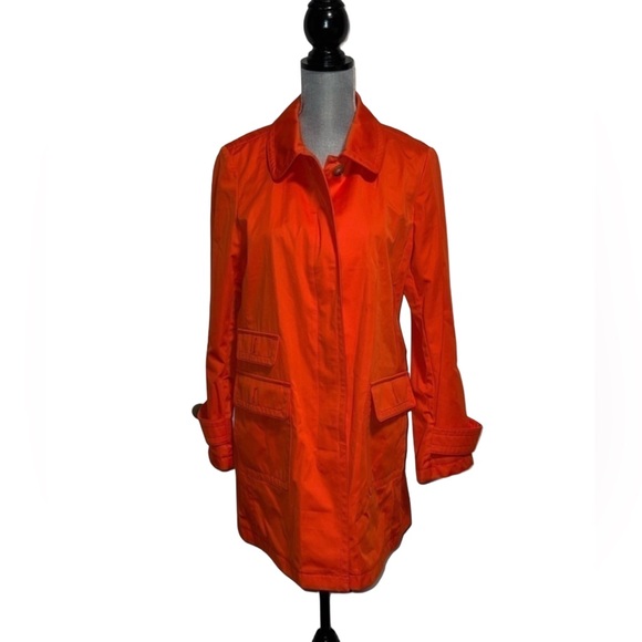 Talbots Orange Lightweight Rain Trench Size 14P Petite Water Resistant NWOT - Picture 9 of 9
